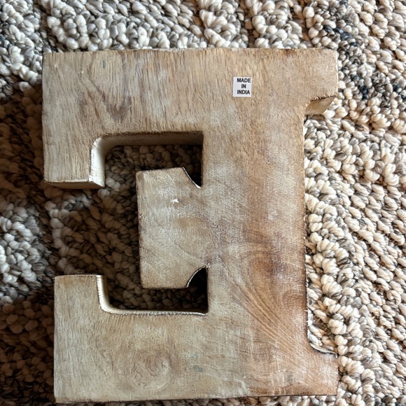 Wooden Carved Letter E Decor - Picture 2 of 2